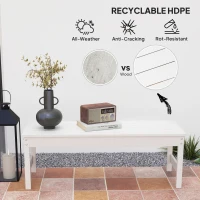 Outsunny 47" Outdoor Bench Seat, HDPE All-Weather Garden Bench, Backless Slatted Patio Bench for Yard, Porch, Park, White(m-5)