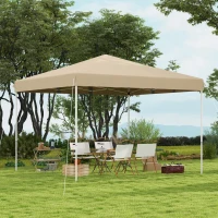 Outsunny 13' x 13' Pop Up Canopy Tent with Height Adjustable, Carry Bag for Outdoor, Garden, Patio, Beige(m-10)