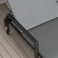 Outsunny Wicker Chaise Lounger with 5-Level Adjustable Backrest, Light Grey(m-9)