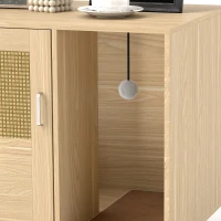 PawHut Boho Style Cat Litter Box Enclosure with Rattan Door, Scratching Mat, Non-slip Foot Pads, 31.5" x 20" x 20"(m-9)