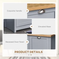 HOMCOM Shoe Cabinet with Double Doors, Shoe Storage Cabinet with 4 Compartments for Hallway, Entryway, Grey(m-6)