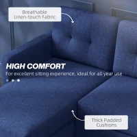 HOMCOM L-shaped Sofa, 3 Seater Sectional Couch with Ottoman, Corner Sofa with Thick Padded Cushion and Wood Legs, Dark Blue(m-4)