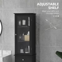 kleankin Tall Bathroom Cabinet, Bathroom Storage Cabinet with Drawers, 2 Doors and Adjustable Shelves, Black(m-7)
