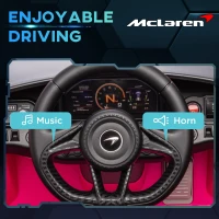Qaba McLaren 765LT Licensed 12V Kids Electric Car w/ Scissor Doors, Transport Wheels, Remote, Slow Start, Music Horn Pink(m-6)
