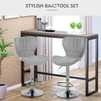HOMCOM Set of 2 Counter Height Bar Stools Swivel Stool Height Adjustable Bar Chairs with Footrest for Kitchen Dining Home Pub, Grey(m-4)