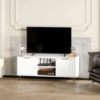 HOMCOM TV Stand with Storage for 55 Inch TV, Modern TV Cabinet with 2 Open Shelves and 2 Cabinets for Living Room, White(m-9)