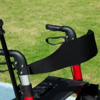 HOMCOM Rollator Walker for Seniors and Adults with 8'' Wheels, Padded Seat and Backrest,  Storage Bag Red(m-9)