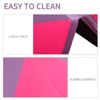 Soozier 4'x10'x2" Folding Gymnastics Tumbling Mat, Exercise Mat  with Carrying Handles for Yoga, MMA, Martial Arts, Stretching, Core Workouts, Pink and Purple(m-5)