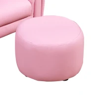 Qaba Kids Sofa Set with Footstool, Upholstered Armchair for Kids 18M+, Baby Sofa for Playroom, Children's Bedroom, Nursery Room, Pink(m-7)