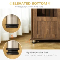 PawHut Dog Crate Furniture, Wooden End Table Furniture with Lockable Magnetic Doors, Small & Medium Size Pet Kennel Indoor Animal Cage, Brown(m-7)