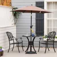 Outsunny 30-inch Round Patio Dining Table with Umbrella Hole Antique Cast Aluminium Outdoor Bistro Table, Black(m-7)