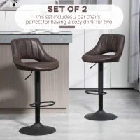 HOMCOM Swivel Bar Stools Set of 2, Faux Leather Upholstered Counter Height Barstools with Round Metal Base(m-4)