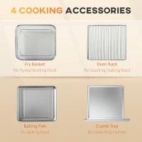HOMCOM Air Fryer Toaster Oven, 21QT 7-In-1 Convection Oven Countertop, Warm, Broil, Toast, Bake and Air Fry, Accessories Included, 1800W, Stainless Steel Finish(m-7)