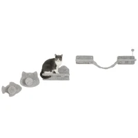 PawHut 4PCs Cat Wall Shelves with Steps, Scratching Posts, Ladder, Platforms, Toy Balls(m-2)