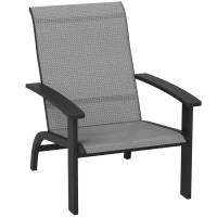 Outsunny Outdoor Adirondack Chair Muskoka Chair with Aluminum Frame, Mesh Seat, High Back for Garden, Deck, Dark Grey(m-11)