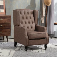 HOMCOM Faux Leather Armchair, Modern Accent Chair with Thick Padding for Living Room, Bedroom, Home Office, Brown(m-6)
