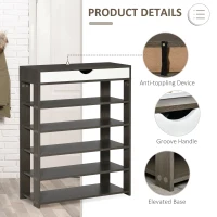 HOMCOM Shoe Rack, Free Standing Shoe Cabinet with Drawer and 5-tier Storage Shelf, Shoe Storage Organizer for Entryway, Grey(m-5)