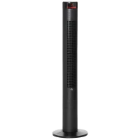 HOMCOM Freestanding Tower Fan Cooling for Home Bedroom with 3 Speed, 12h Timer, Oscillating, LED Panel, Remote Controller, Black(m-11)