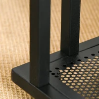 HOMCOM Mobile Sofa Side Table, C Shaped End Table Couch Table with Metal Mesh Shelf, Rolling Castors for Living Room, Bedroom, Rustic Brown(m-10)