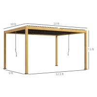 Outsunny Aluminum Louvered Pergola with Adjustable Roof, 10' x 13' Hardtop Gazebo for Patio, Deck, Garden, Yard, Beach(m-3)