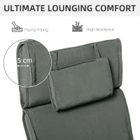 Outsunny Garden Lounger Chair Cushion Replacement, Deep Seat Patio Cushions with Thick Padded, Headrest, Removable Cover, Cushion ONLY, Grey(m-4)