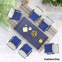 Outsunny 6-Piece Seat Cushion Replacement, Outdoor Patio Chair Cushions Set with Ties, Button Tufted, Dark Blue(m-6)