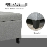 HOMCOM 50" Storage Ottoman Bench, Upholstered Ottoman Foot Rest with Linen Fabric and Soft Close Lid for Entryway, Gray(m-7)
