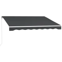 Outsunny 10' x 8' Electric Awning, Retractable Awning, UV Protection Sun Shade Shelter with Remote Controller and Manual Crank Handle for Deck, Balcony, Yard, Dark Gray(m-1)