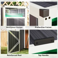 Outsunny Single Garbage Bin Shed, Lockable Outdoor Storage Shed with Openable Lid, Galvanized Frame for Garden Patio, Dark Grey(m-6)
