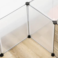 PawHut 20 Panels DIY Small Animal Cage with Door, Top Cover, Indoor Yard Fence for Guinea Pig, Hedgehog, Bunny, White(m-9)
