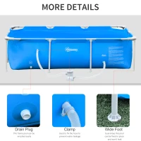 Outsunny 8.3ft x 5ft x 26in Frame Above Ground Swimming Pool Set with Filter Pump Filter Cartridge Reinforced Sidewalls Blue(m-6)