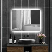 HOMCOM Dimmable Bathroom Mirror with Lights, 35" x 28" Backlit LED Mirror w/ Anti-Fog, Memory & Infinite Color Temperature(m-10)