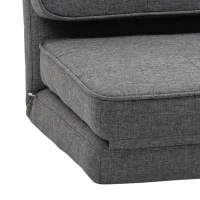 HOMCOM Convertible Flip Chair, Folding Upholstered Floor Sofa, Adjustable Guest Chaise Lounge, Dorm Bed with Metal Frame for Living Room and Bedroom, Dark Gray(m-8)