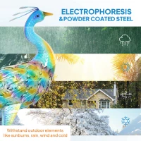 Outsunny Peacock Garden Statue, 32.7" Standing Lawn Ornament, Steel Garden Decor Bird Statue with Stakes for Lawn Patio Backyard Decoration, Mixed Colour(m-5)