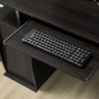 HOMCOM 47" Computer Desk with Keyboard Tray and Storage Drawers, Home Office Workstation Table with Storage Shelves, Dark Brown Wood Grain(m-9)
