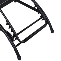 Outsunny Outdoor Lounge Chair with Breathable Mesh Fabric Seat, 5-Level Adjustable Reclining Chair with Aluminum Frame, Headrest Pillow, Adjustable Footrest, Black(m-9)