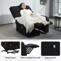 HOMCOM Lift Chair for Seniors, Microfibre Upholstered Power Recliner Chair with Remote, Quick Assembly, Black(m-7)