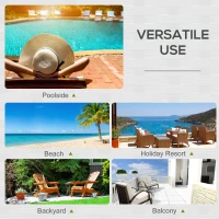 Outsunny Wicker Double Chaise Lounge Chair Outdoor Recliner 2 Person Rattan Patio Reclining Sunbed Furniture Cushioned w/Adjustable Backrest, Black, Grey(m-7)