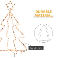 Outsunny 30" Outdoor LED Christmas Tree Rope Lights, LED Outdoor Christmas Decoration with Ground Stakes, Warm White(m-7)