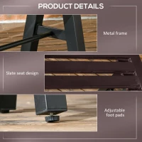 Outsunny 2 Pieces Patio Wooden Bench, Outdoor Garden Bench with Slatted Seat, Front Porch Loveseat for Conservatory, Garden, Poolside, Deck, Brown(m-6)