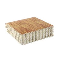 Soozier 18 Piece 24" x 24" High-Density Water Resistant Interlocking Foam Floor Tile Mats 72Sqft- Dark Wood Grain(m-1)