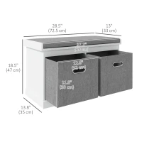 HOMCOM Shoe Storage Bench with Seat, Entryway Bench Seat with Cushion, 2 Fabric Drawers for Hallway, White(m-3)