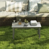 Outsunny Rectangle Outdoor Coffee Table, HDPE All-Weather Outdoor Patio Table with Slatted Tabletop for Yard, Balcony, Gray(m-7)