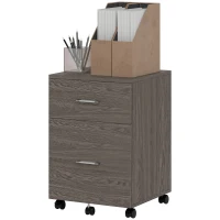 Vinsetto Mobile Filing Cabinet, Vertical File Cabinet with 2 Drawers, Wheels, for Letter or A4 File, Grey(m-11)
