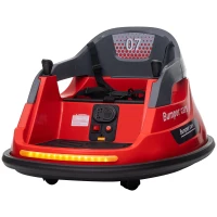 Aosom Bumper Car 12V 360° Rotation Electric Car for Kids, with Remote Control, Lights, Music, for 1.5-5 Years Old, Red(m-1)