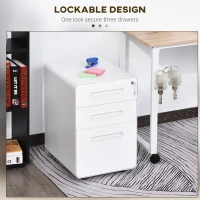 Vinsetto Lockable File Cabinet, Steel Filing Cabinet on Wheels for Legal, A4, Letter Size, Home Office(m-4)
