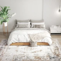 HOMCOM 8x10 Boho Area Rug, Machine Washable Carpet for Living Room, Bedroom, Dining Room, Kitchen, Home Office, Brown(m-3)