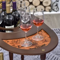 HOMCOM Rolling 28" Globe Wine Bar Stand Wine Cabinet Bottle Shelf Holder Wine Host Trolley with Wheels for 18 Bottles, Brown(m-10)