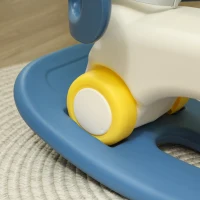 Qaba 4 in 1 Rocking Horse for Toddles 1-3 Years with Detachable Push Handle & Balance Board, Blue(m-9)