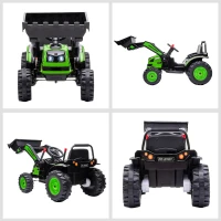 Aosom Kids Tractor 6V Battery Powered Digger Ride On Excavator Music Headlight Moving Forward Backward Green(m-7)